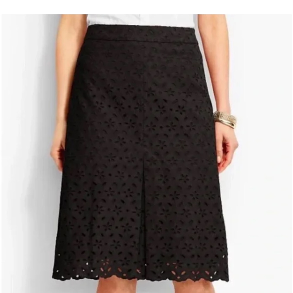 Talbots Black Eyelet floral Midi Skirt- worn about 5‎ times. 89 retail